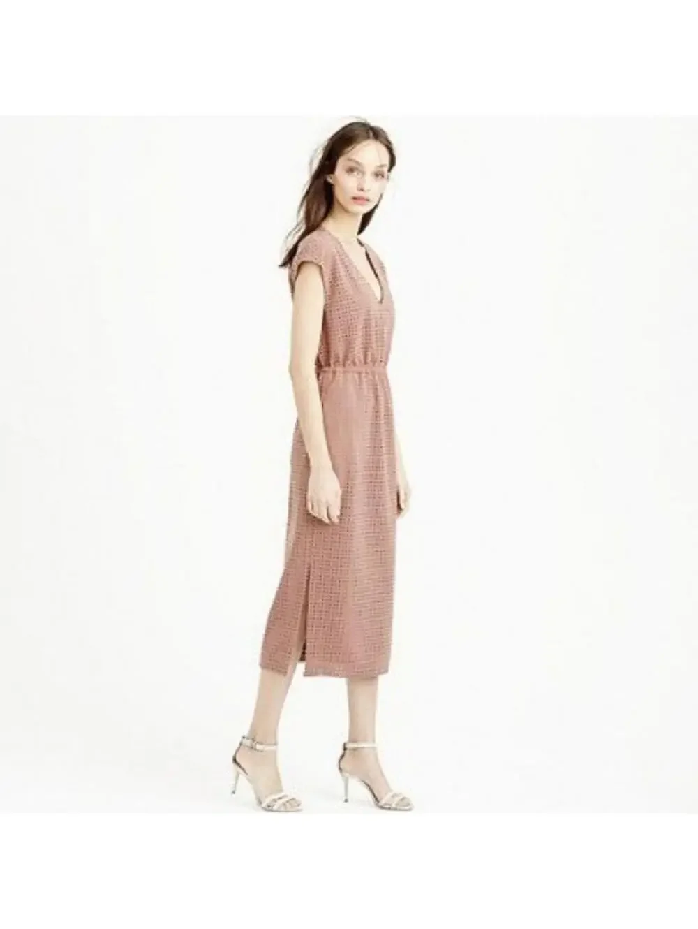 (RC) J. Crew Womens Mauve Brown Drapey Perforated Midi Dress Size 12 Style B9887